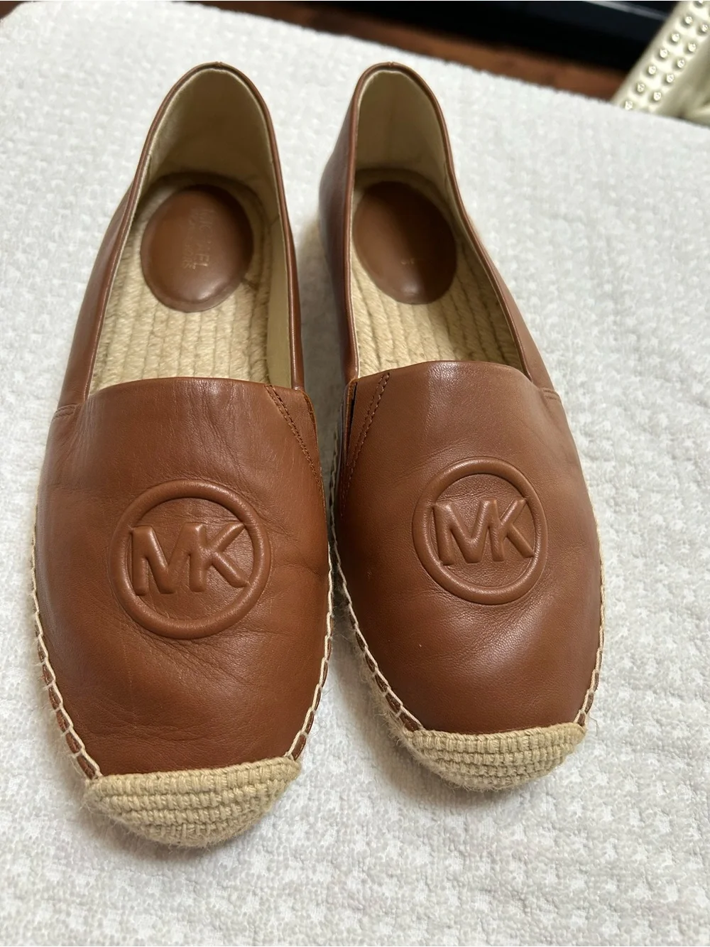 Michael Kors Cognac Leather MK Espadrille Flats